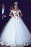 New Wedding Dress Off The Shoulder A-Line Off-The-Shoulder Court Train Tulle With