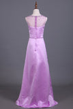 Scoop Bridesmaid Dresses Satin With Beading Sheath