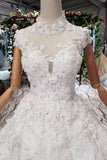 New Wedding Dresses Short Sleeves Ball Gown Lace Up Back With