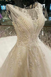 Fantastic New Arrival Scoop Neck A Line With Crystals Royal Train Wedding