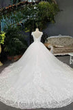 New Arrival Luxury Tulle Wedding Dresses Lace Up With Appliques And Crystals High