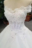 Cheap Wedding Dresses Tulle Lace Up With Appliques And Rhinestones Ball