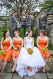 Pretty Short Orange Chiffon Open Back Sweetheart Bridesmaid