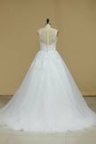 Gorgeous Sleeveless Scoop Wedding Dresses Tulle With Applique And