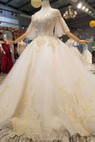 Ball Gown Wedding Dresses Off-The-Shoulder Floor-Length Lace Up