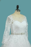 Bateau Wedding Dresses Tulle A Line With Applique And Beads Court