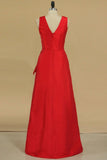 Red Bridesmaid Dresses Cheap Bridesmaid Dresses V Neck Floor