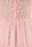 New Arrival Straps A Line Tulle Prom Dresses With Beading And