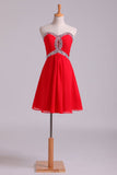 Beaded Sweetheart Neckline & Waistline Homecoming Dresses Mini