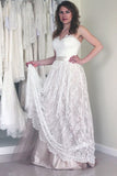 Lace Wedding Dresses Sweetheart With Sash Floor Length Covered