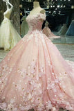 Marvelous Off The Shoulder Wedding Dresses Tulle With Crystals Appliques Lace Up