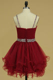 Organza Homecoming Dresses Spaghetti Straps With Ruffles And