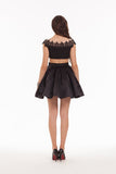 Black Homecoming Dresses Bateau Satin Short/Mini