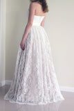 Lace Wedding Dresses Sweetheart With Sash Floor Length Covered