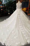 New Arrival Mid-Length Sleeves Wedding Dresses With Appliques And Sequins Boat