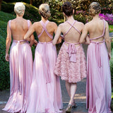 Charming Lilac A-Line V-Neck Floor-Length Convertible Bridesmaid Dresses, Prom Dresses STA15102