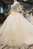 Ball Gown Wedding Dresses Off-The-Shoulder Floor-Length Lace Up