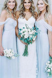 Mismatched Different Styles Chiffon Light Blue A Line Floor-Length Cheap Bridesmaid Dress