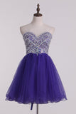 Homecoming Dresses Sweetheart Short/Mini A Line Tulle Beaded