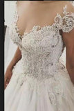 Fantastic Wedding Dresses Scoop Neck Ball Gown Tulle With Appliques Floor