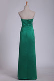 New Arrival Bridesmaid Dresses Strapless A Line Satin With Beads And Ruffles Floor