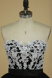 Sweetheart White Applique Embellished Bodice A Line Short Homecoming With Ribbon Pick Up