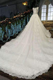 New Arrival Luxurious Scoop Neck Wedding Dresses Tulle Lace Up With Crystals And Beads Royal