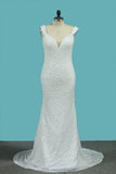 New Arrival Mermaid Straps Wedding Dresses Lace & Chiffon With Beads Court