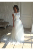 New Arrival Scoop Neck Wedding Dresses A Line Tulle Lace