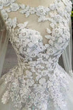 New Arrival Tulle Lace Up Wedding Dresses With Appliques And Sequins A-Line Long