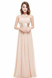 Chiffon Sweetheart Neck A Line Sleeveless Wedding Bridesmaid Long Evening Festive Party