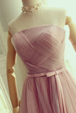 Tulle Bridesmaid Dresses Strapless Ruched Bodice With Sash