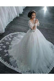 New Arrival Long Sleeves Tulle Wedding Dresses Scoop Neck With