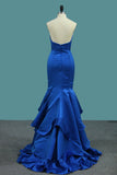 New Arrival Mermaid Sweetheart Satin Evening Dresses Sweep