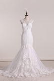 New Arrival V Neck Tulle With Applique Wedding Dresses