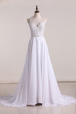 New Arrival Spaghetti Straps A Line Wedding Dresses Chiffon With