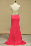 Spandex Prom Dresses Sweetheart With Applique And