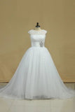 Bateau Wedding Dress Ball Gown Organza & Lace With