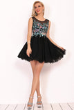 Homecoming Dresses A-Line Scoop Short/Mini Tulle With