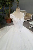 New Arrival Luxury Tulle Wedding Dresses Lace Up With Appliques And Crystals High