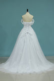 A Line Wedding Dresses Scoop Tulle With Applique Court