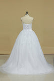 New Arrival Strapless With Applique And Sash Tulle Court Train Wedding Dresses