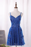 A Line Spaghetti Straps Tulle Homecoming Dresses With Beads And