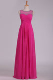 Dresses Scoop Chiffon With Beads And Ruffles Floor Length A Line