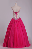 Quinceanera Dresses Ball Gown Sweetheart Beaded Bodice Tulle Floor