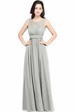 Elegant Chip A-Line Chiffon Evening Bridesmaid Ball Gown Long