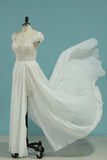 Beach Wedding Dresses A-Line V-Neck Chiffon Full Beaded