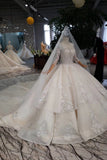 Ball Gown Lace Up Back Cathedral Train Wedding Dress