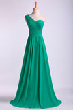 One Shoulder Bridesmaid Dresses A Line Chiffon Floor Length