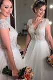 New Arrival Wedding Dresses A-Line V-Neck With Appliques Short